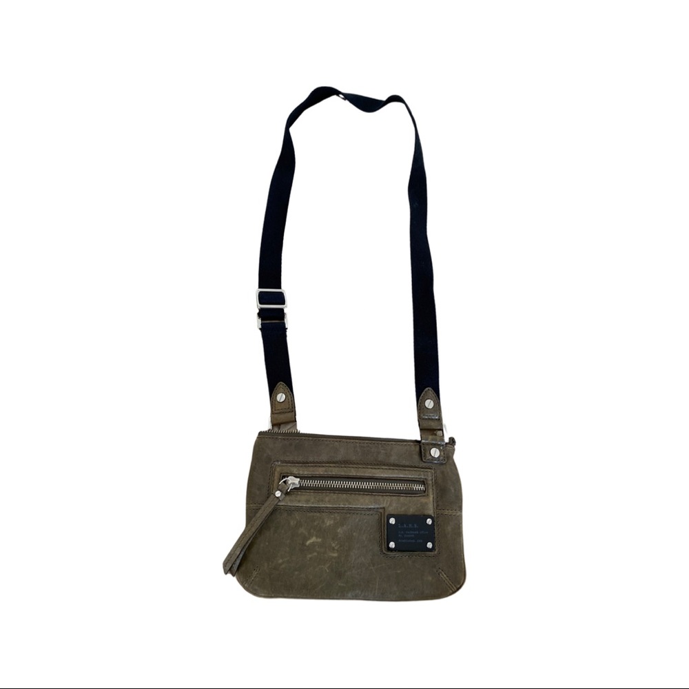 L.A.M.B. Olive green leather crossbody bag